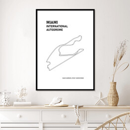 Plakat w ramie Miami International Autodrome - Tory wyścigowe Formuły 1 - białe tło 