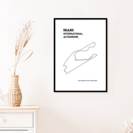 Plakat w ramie Miami International Autodrome - Tory wyścigowe Formuły 1 - białe tło 