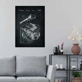 Plakat samoprzylepny Gitara. Czarno biały plakat patentowy US Patent 