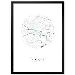 Plakat w ramie Mapa Bydgoszczy w kole