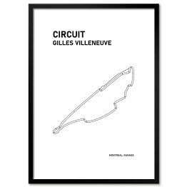 Plakat w ramie Circuit Gilles Villeneuve - Tory wyścigowe Formuły 1 - białe tło