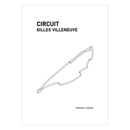 Plakat samoprzylepny Circuit Gilles Villeneuve - Tory wyścigowe Formuły 1 - białe tło