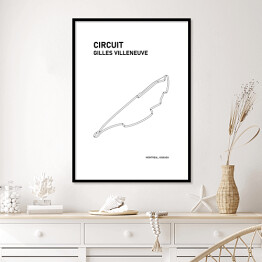 Plakat w ramie Circuit Gilles Villeneuve - Tory wyścigowe Formuły 1 - białe tło