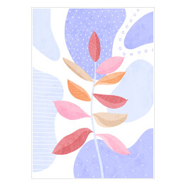 Plakat samoprzylepny Ilustracja - różowy pastelowy fikus na niebieskim tle
