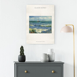 Obraz na płótnie Claude Monet "Połów ryb przy plaży w St. Maries" - reprodukcja z napisem. Plakat z passe partout
