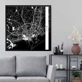 Obraz w ramie Mapy miast świata - Helsinki - czarna