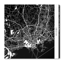Obraz na płótnie Mapy miast świata - Helsinki - czarna