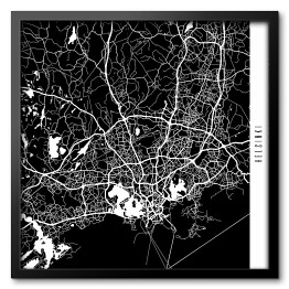 Obraz w ramie Mapy miast świata - Helsinki - czarna