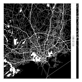 Plakat samoprzylepny Mapy miast świata - Helsinki - czarna