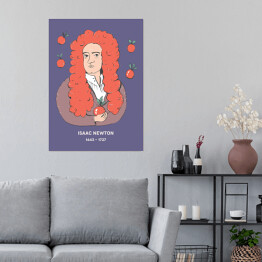 Plakat Isaac Newton - znani naukowcy - ilustracja