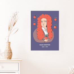 Plakat samoprzylepny Isaac Newton - znani naukowcy - ilustracja