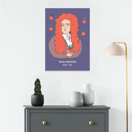 Plakat Isaac Newton - znani naukowcy - ilustracja