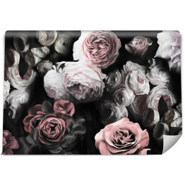 Fototapeta winylowa zmywalna Kolorowe kwiaty na ciemnym tle - przygaszone kolory