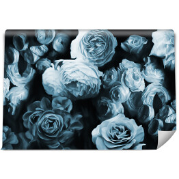 Fototapeta winylowa zmywalna Kolorowe kwiaty na ciemnym tle - niebieskie