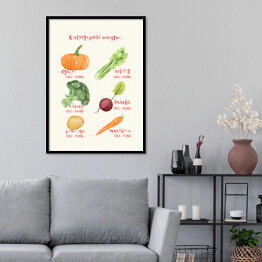 Plakat w ramie Kaloryczność warzyw - ilustracja