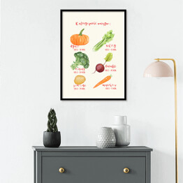 Plakat w ramie Kaloryczność warzyw - ilustracja