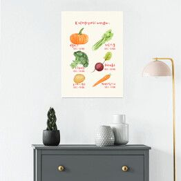 Plakat samoprzylepny Kaloryczność warzyw - ilustracja
