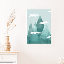 Plakat samoprzylepny Góry w chmurach - ilustracja