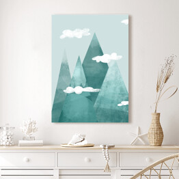 Obraz klasyczny Góry w chmurach - ilustracja