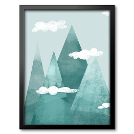 Obraz w ramie Góry w chmurach - ilustracja