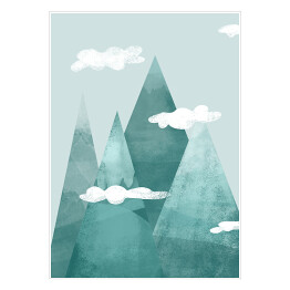 Plakat Góry w chmurach - ilustracja