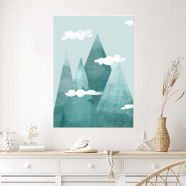 Plakat samoprzylepny Góry w chmurach - ilustracja
