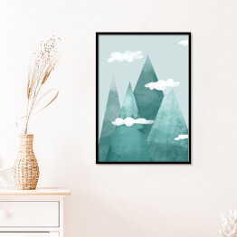 Plakat w ramie Góry w chmurach - ilustracja