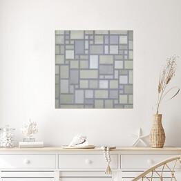 Plakat samoprzylepny Piet Mondrian Composition in bright colors with gray lines (Composition 7) Reprodukcja obrazu