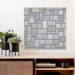 Plakat samoprzylepny Piet Mondrian Composition in bright colors with gray lines (Composition 7) Reprodukcja obrazu
