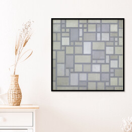 Plakat w ramie Piet Mondrian Composition in bright colors with gray lines (Composition 7) Reprodukcja obrazu