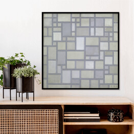 Plakat w ramie Piet Mondrian Composition in bright colors with gray lines (Composition 7) Reprodukcja obrazu