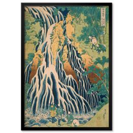 Plakat w ramie Hokusai Katsushika "Pilgrims at Kirifuri Waterfall on Mount Kurokami in Shimotsuke Province"