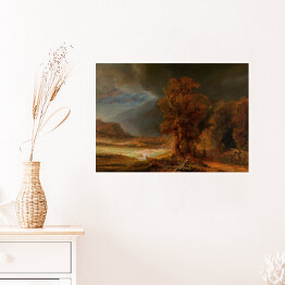 Plakat samoprzylepny Rembrandt Krajobraz z miłosiernym Samarytaninem. Reprodukcja