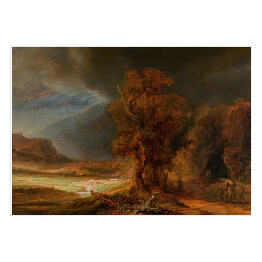 Plakat Rembrandt Krajobraz z miłosiernym Samarytaninem. Reprodukcja
