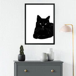 Obraz w ramie Zrelaksowany czarny kot