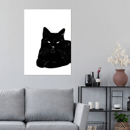 Plakat samoprzylepny Zrelaksowany czarny kot