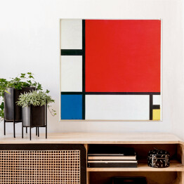 Plakat samoprzylepny Piet Mondrian "Kompozycja II w czerwieni, błękicie i żółci" - reprodukcja