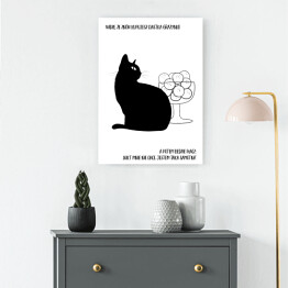 Obraz klasyczny Czarny kot z napisem "Grażynko, widzę, że znów kupujesz ciastka" - ilustracja