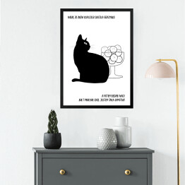 Obraz w ramie Czarny kot z napisem "Grażynko, widzę, że znów kupujesz ciastka" - ilustracja