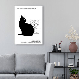 Obraz na płótnie Czarny kot z napisem "Grażynko, widzę, że znów kupujesz ciastka" - ilustracja
