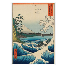Plakat samoprzylepny Utugawa Hiroshige Morze u wybrzeży Satta w prowincji Suruga. Reprodukcja obrazu
