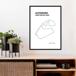 Plakat w ramie Autodromo Jose Carlos Pace - Tory wyścigowe Formuły 1 - białe tło
