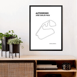 Obraz w ramie Autodromo Jose Carlos Pace - Tory wyścigowe Formuły 1 - białe tło