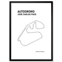 Plakat w ramie Autodromo Jose Carlos Pace - Tory wyścigowe Formuły 1 - białe tło