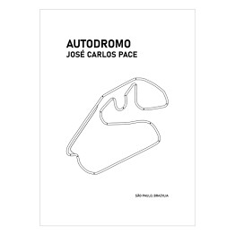 Plakat samoprzylepny Autodromo Jose Carlos Pace - Tory wyścigowe Formuły 1 - białe tło