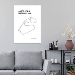 Plakat samoprzylepny Autodromo Jose Carlos Pace - Tory wyścigowe Formuły 1 - białe tło