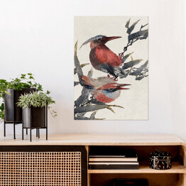 Plakat samoprzylepny Hokusai Katsushika. Ptaki i kwiaty. Reprodukcja