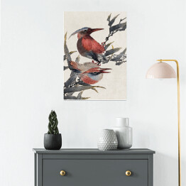 Plakat samoprzylepny Hokusai Katsushika. Ptaki i kwiaty. Reprodukcja