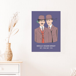 Plakat samoprzylepny Orville i Wilbur Wright - znani naukowcy - ilustracja