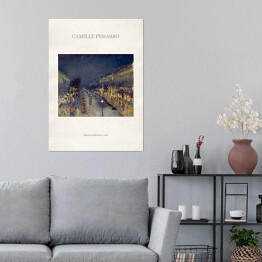 Plakat Camille Pissarro "Boulevard Montmartre nocą" - reprodukcja z napisem. Plakat z passe partout